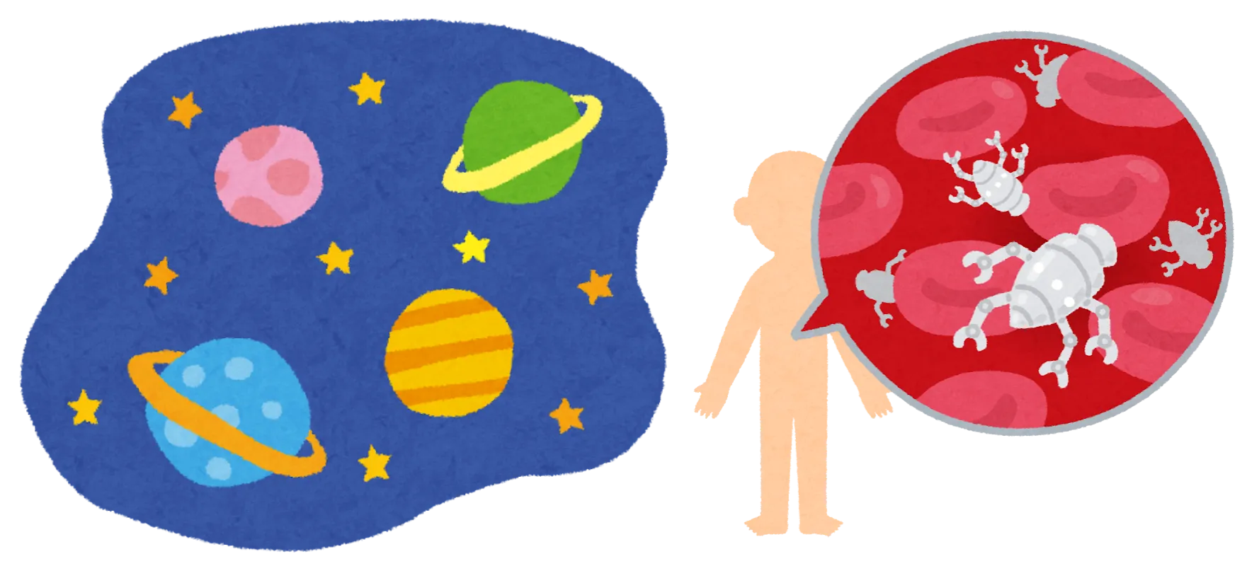 宇宙とナノマシンのイラスト