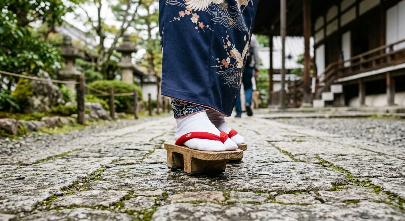 下駄をはく女性